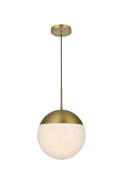 Elegant Lighting Eclipse 12 inch Pendant Frosted White Shade in Satin Gold in Satin Gold and Frosted White Finish Model: LD6038SG