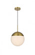 Elegant Lighting Eclipse 12 inch Pendant Frosted White Shade in Satin Gold in Satin Gold and Frosted White Finish Model: LD6038SG