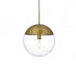 Elegant Lighting Eclipse 14 inch Pendant Clear Shade in Chrome in Satin Gold and Clear Finish Model: LD6045SG