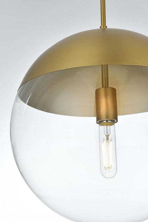 Elegant Lighting Eclipse 14 inch Pendant Clear Shade in Chrome in Satin Gold and Clear Finish Model: LD6045SG