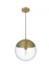 Elegant Lighting Eclipse 14 inch Pendant Clear Shade in Chrome in Satin Gold and Clear Finish Model: LD6045SG