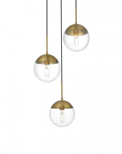 Elegant Lighting Eclipse 18 inch Pendant Clear Shade in Chrome in Satin Gold and Clear Finish Model: LD6069SG