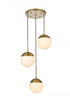 Elegant Lighting Eclipse 18 inch Pendant Frosted White Shade in Satin Gold in Satin Gold and Frosted White Finish Model: LD6068SG