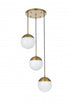 Elegant Lighting Eclipse 18 inch Pendant Frosted White Shade in Satin Gold in Satin Gold and Frosted White Finish Model: LD6068SG
