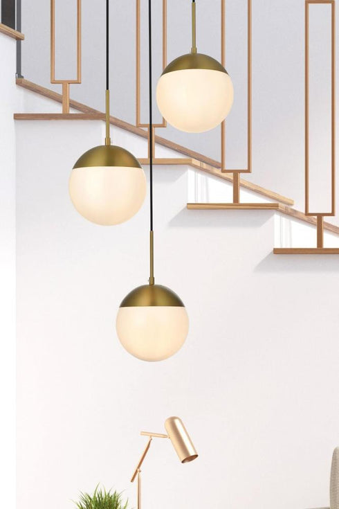 Elegant Lighting Eclipse 18 inch Pendant Frosted White Shade in Satin Gold in Satin Gold and Frosted White Finish Model: LD6068SG