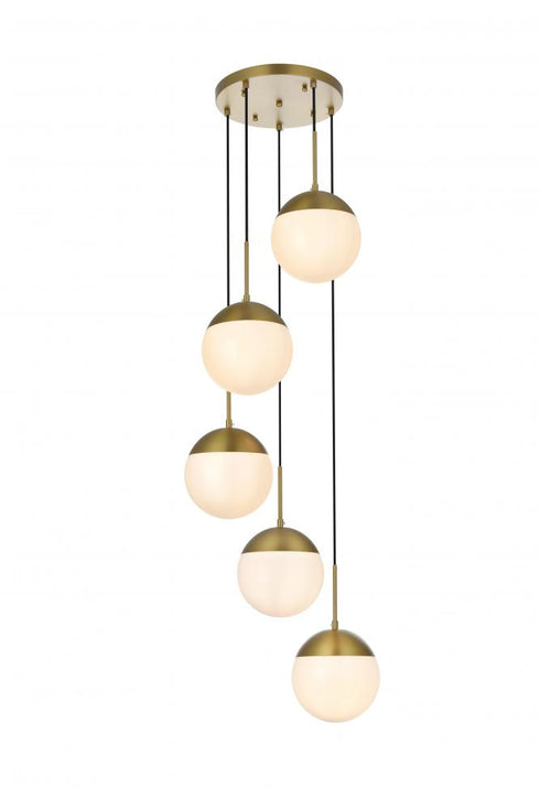Elegant Lighting Eclipse 18 inch Pendant Frosted White Shade in Satin Gold in Satin Gold and Frosted White Finish Model: LD6074SG