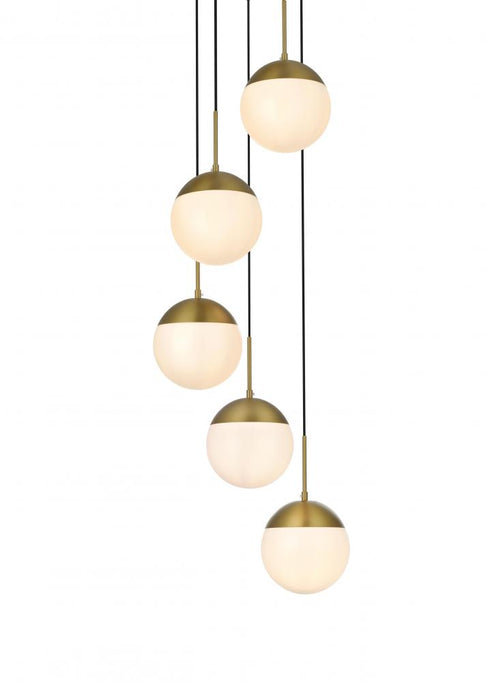 Elegant Lighting Eclipse 18 inch Pendant Frosted White Shade in Satin Gold in Satin Gold and Frosted White Finish Model: LD6074SG