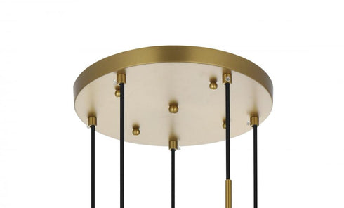 Elegant Lighting Eclipse 18 inch Pendant Frosted White Shade in Satin Gold in Satin Gold and Frosted White Finish Model: LD6074SG