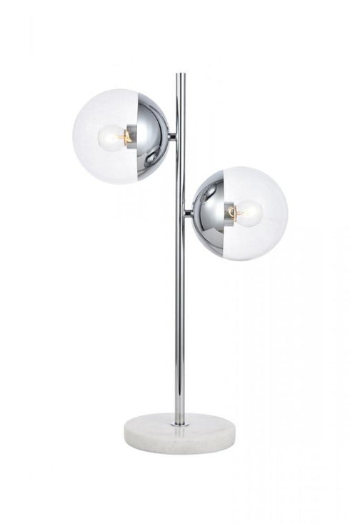 Elegant Lighting Eclipse 2 Lights Black Table Lamp With Frosted White Glass in Black and Frosted White Finish Model: LD6152BK