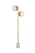 Elegant Lighting Eclipse 2 Lights Brass Floor Lamp With Frosted White Glass in Brass and Frosted White Finish Model: LD6114BR