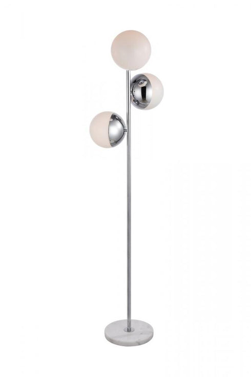 Elegant Lighting Eclipse 3 Lights Black Floor Lamp With Frosted White Glass in Black and Frosted White Finish Model: LD6158BK