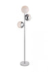 Elegant Lighting Eclipse 3 Lights Black Floor Lamp With Frosted White Glass in Black and Frosted White Finish Model: LD6158BK