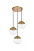 Elegant Lighting Eclipse 3 Lights Black Pendant With Frosted White Glass in Black and Frosted White Finish Model: LD6068BK