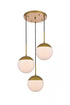 Elegant Lighting Eclipse 3 Lights Black Pendant With Frosted White Glass in Black and Frosted White Finish Model: LD6068BK