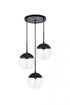 Elegant Lighting Eclipse 3 Lights Black Pendant With Frosted White Glass in Black and Frosted White Finish Model: LD6068BK