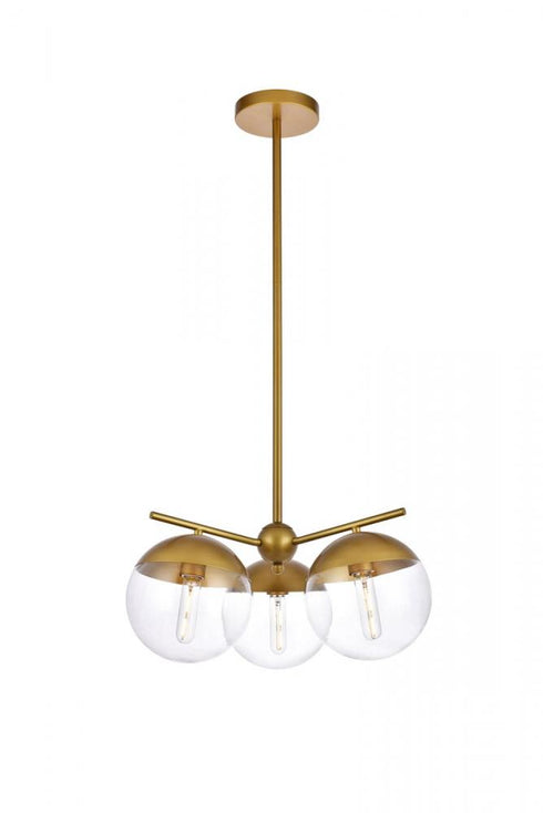 Elegant Lighting Eclipse 3 Lights Black Pendant With Frosted White Glass in Black and Frosted White Finish Model: LD6128BK