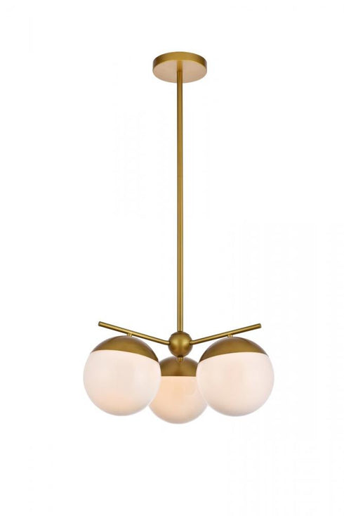 Elegant Lighting Eclipse 3 Lights Black Pendant With Frosted White Glass in Black and Frosted White Finish Model: LD6128BK