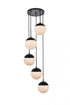 Elegant Lighting Eclipse 5 Lights Black Pendant With Frosted White Glass in Black and Frosted White Finish Model: LD6074BK