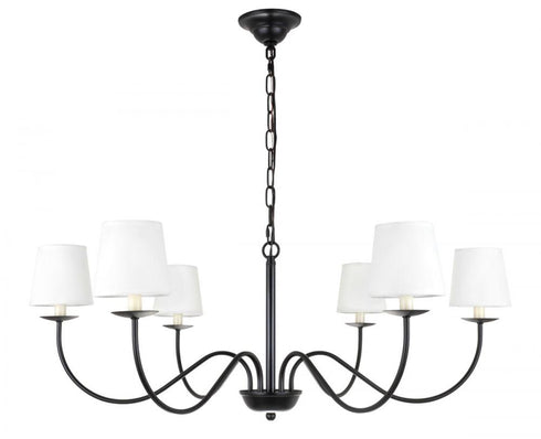 Elegant Lighting Eclipse 6 light in Black and White shade chandelier Model: LD6103D37BK