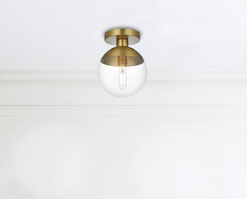 Elegant Lighting Eclipse 8 inch Flush Mount Clear Shade in Chrome in Satin Gold and Clear Finish Model: LD6051SG