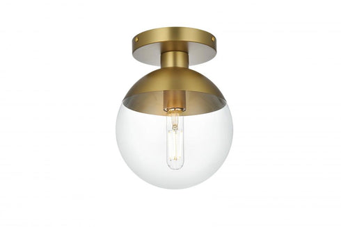 Elegant Lighting Eclipse 8 inch Flush Mount Clear Shade in Chrome in Satin Gold and Clear Finish Model: LD6051SG