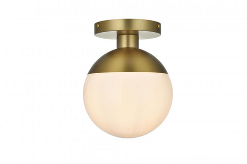 Elegant Lighting Eclipse 8 inch Flush Mount Frosted White Shade in Satin Gold in Satin Gold and Frosted White Finish Model: LD6050SG