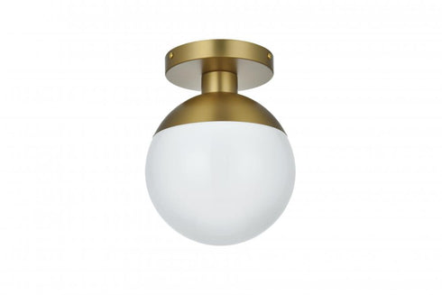 Elegant Lighting Eclipse 8 inch Flush Mount Frosted White Shade in Satin Gold in Satin Gold and Frosted White Finish Model: LD6050SG