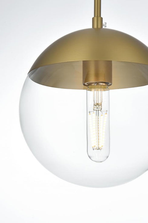 Elegant Lighting Eclipse 8 inch Pendant Clear Shade in Chrome in Satin Gold and Clear Finish Model: LD6027SG