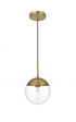 Elegant Lighting Eclipse 8 inch Pendant Clear Shade in Chrome in Satin Gold and Clear Finish Model: LD6027SG