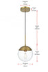 Elegant Lighting Eclipse 8 inch Pendant Clear Shade in Chrome in Satin Gold and Clear Finish Model: LD6027SG
