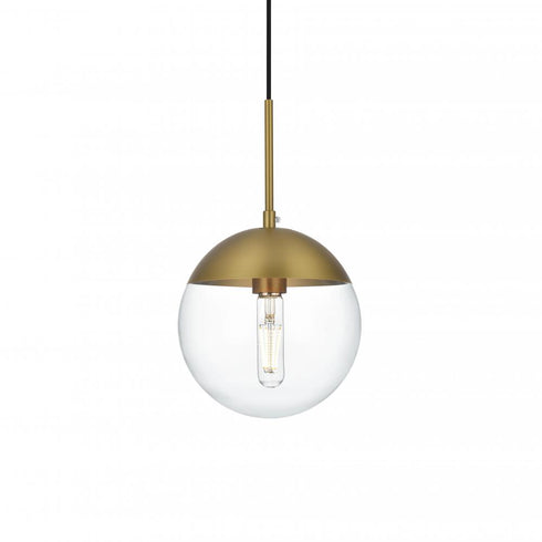 Elegant Lighting Eclipse 8 inch Pendant Clear Shade in Chrome in Satin Gold and Clear Finish Model: LD6027SG