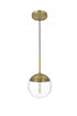 Elegant Lighting Eclipse 8 inch Pendant Clear Shade in Chrome in Satin Gold and Clear Finish Model: LD6027SG