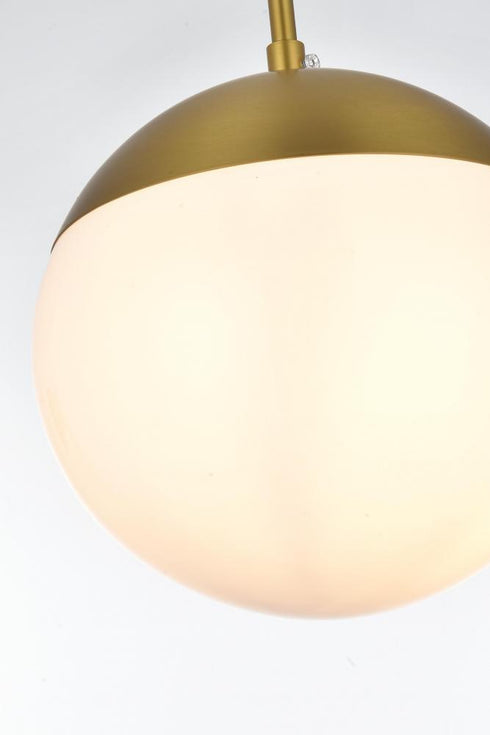 Elegant Lighting Eclipse 8 inch Pendant Frosted White Shade in Satin Gold in Satin Gold and Frosted White Finish Model: LD6026SG