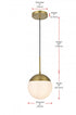 Elegant Lighting Eclipse 8 inch Pendant Frosted White Shade in Satin Gold in Satin Gold and Frosted White Finish Model: LD6026SG