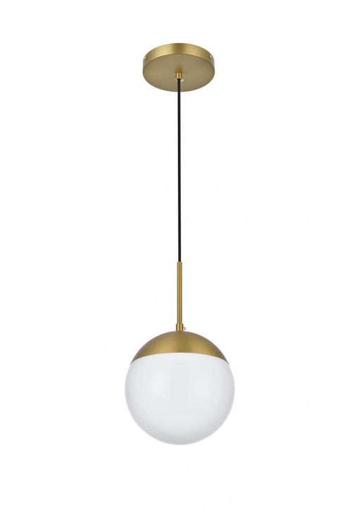 Elegant Lighting Eclipse 8 inch Pendant Frosted White Shade in Satin Gold in Satin Gold and Frosted White Finish Model: LD6026SG