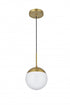 Elegant Lighting Eclipse 8 inch Pendant Frosted White Shade in Satin Gold in Satin Gold and Frosted White Finish Model: LD6026SG