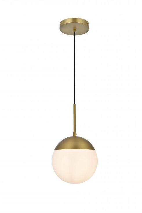 Elegant Lighting Eclipse 8 inch Pendant Frosted White Shade in Satin Gold in Satin Gold and Frosted White Finish Model: LD6026SG