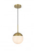 Elegant Lighting Eclipse 8 inch Pendant Frosted White Shade in Satin Gold in Satin Gold and Frosted White Finish Model: LD6026SG