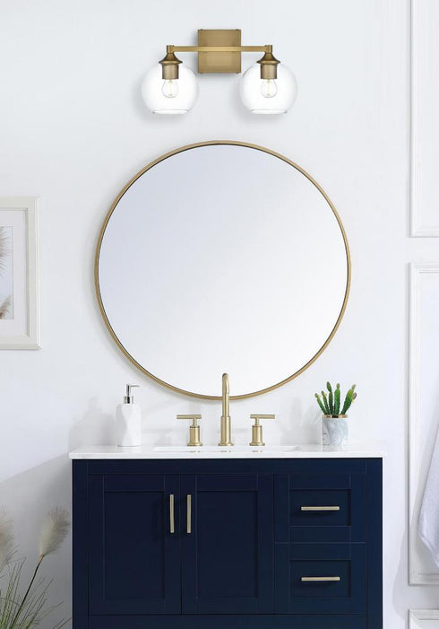 Elegant Lighting Eero 16 inch Wall Sconce in Satin Gold in Satin Gold and Clear Finish Model: LD7308W16SG