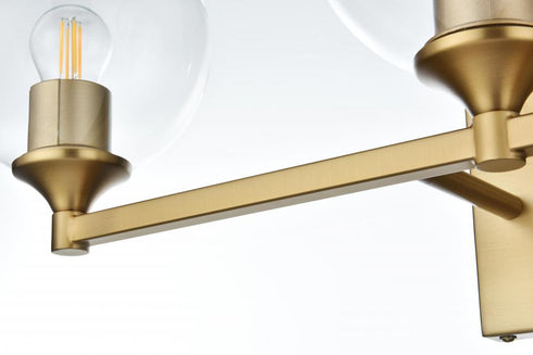 Elegant Lighting Eero 25 inch Wall Sconce in Satin Gold in Satin Gold and Clear Finish Model: LD7308W25SG