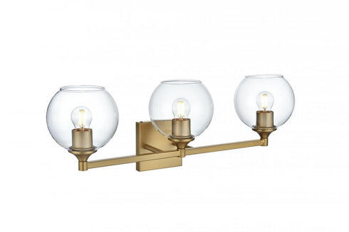 Elegant Lighting Eero 25 inch Wall Sconce in Satin Gold in Satin Gold and Clear Finish Model: LD7308W25SG