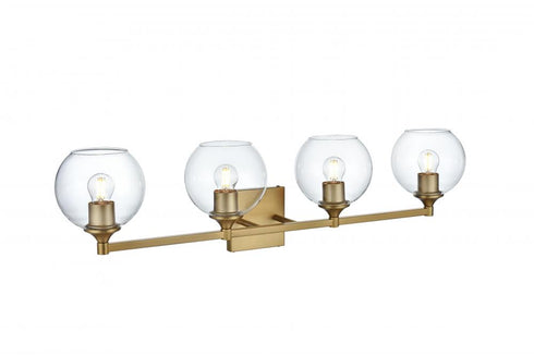 Elegant Lighting Eero 33 inch Wall Sconce in Satin Gold in Satin Gold and Clear Finish Model: LD7308W33SG