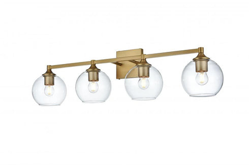 Elegant Lighting Eero 33 inch Wall Sconce in Satin Gold in Satin Gold and Clear Finish Model: LD7308W33SG