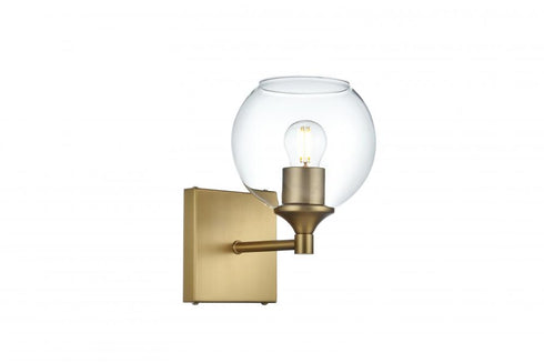 Elegant Lighting Eero 6 inch Wall Sconce in Satin Gold in Satin Gold and Clear Finish Model: LD7308W6SG