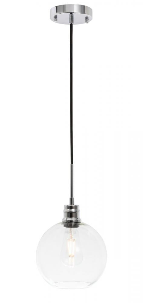 Elegant Lighting Emett 1 light in Black and Clear glass pendant Model: LD6204BK