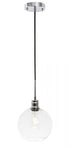 Elegant Lighting Emett 1 light in Black and Clear glass pendant Model: LD6204BK
