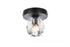 Elegant Lighting Eren 1 light black flush mount Model: 3505F5BK