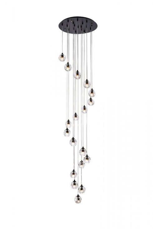Elegant Lighting Eren 18 lights in Black pendant Model: 3505D20BK