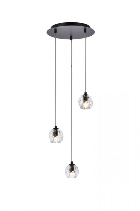Elegant Lighting Eren 3 lights in Black pendant Model: 3505D12BK