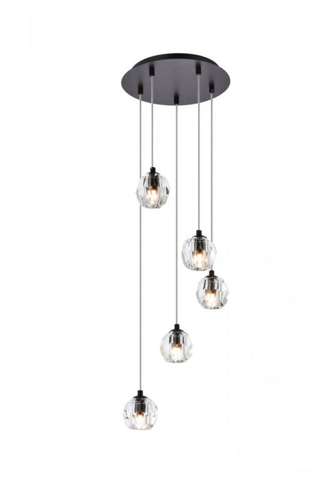 Elegant Lighting Eren 5 lights in Black pendant Model: 3505G12BK